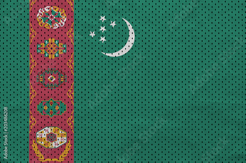 Turkmenistan flag printed on a polyester nylon sportswear mesh f photo