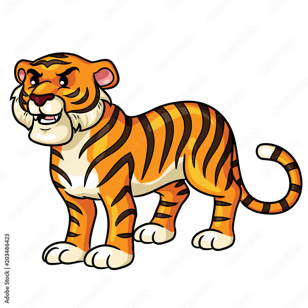 Tiger Cartoon Cute Illustration of cute cartoon tiger. Stock Vector | Adobe  Stock