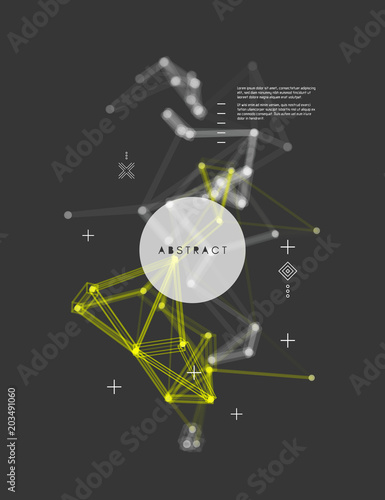 3d connection structure. Futuristic technology style. Vector illustration for science, chemistry or education.