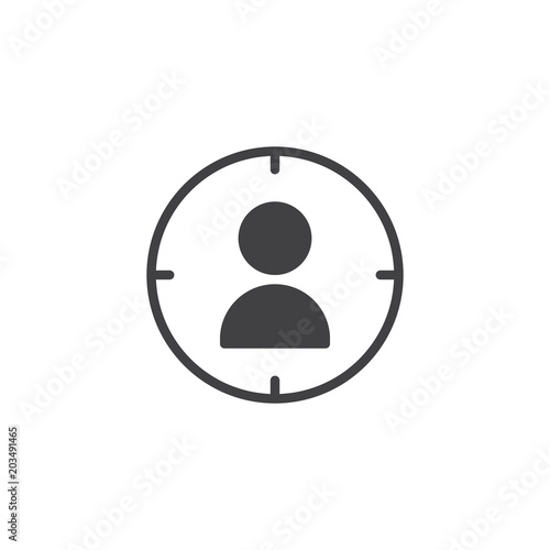 Target audience vector icon. filled flat sign for mobile concept and web design. user target aim simple solid icon. Symbol, logo illustration. Pixel perfect vector graphics