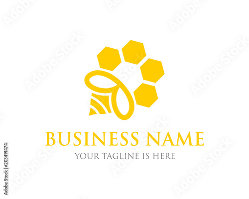 Hive Drink Honey Bee Logo Vector