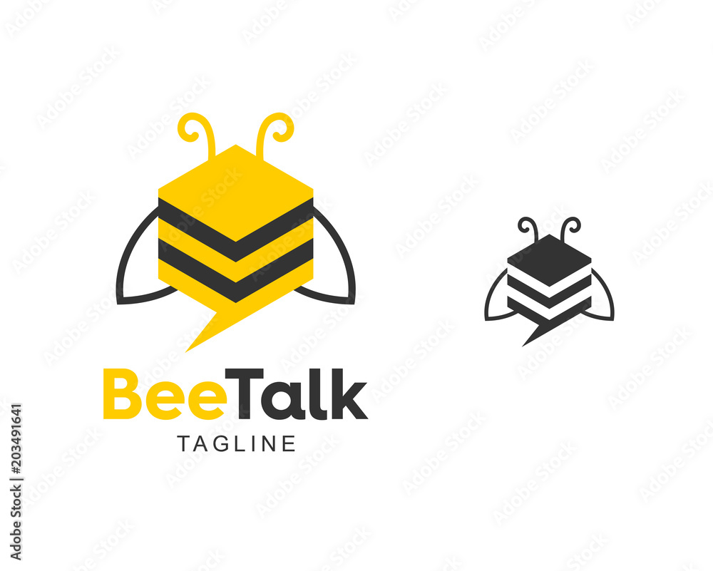 Chat Talk Social Bee Logo Modern Concept Hexagon Honey Vector Chat Talk Social Bee Logo Modern Concept Hexagon Honey Vector