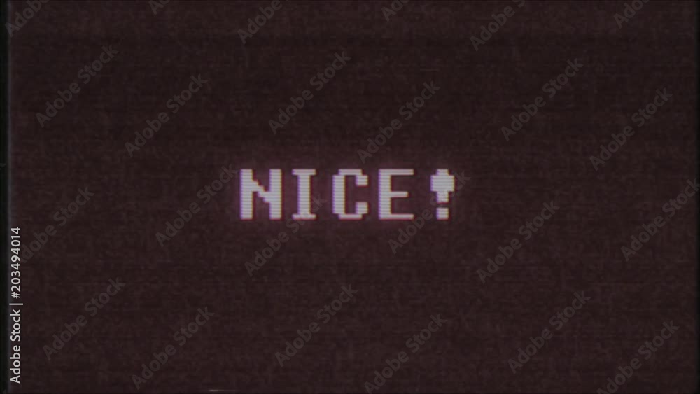 retro videogame NICE word text computer tv glitch interference noise screen animation seamless loop New quality universal vintage motion dynamic animated background colorful joyful video m