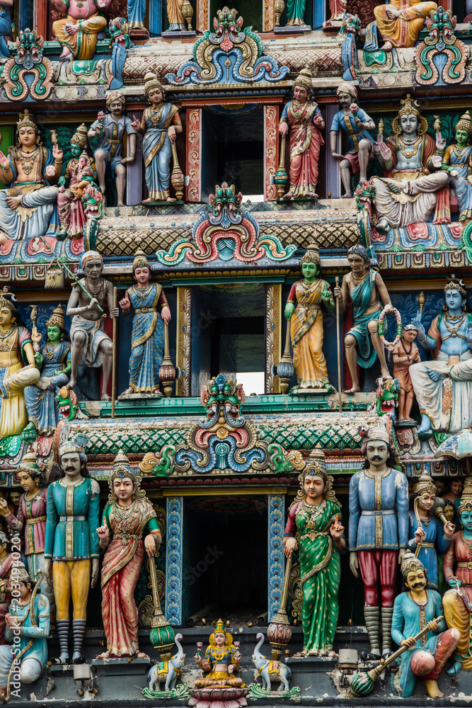 Colorful Statues of Hindu temple