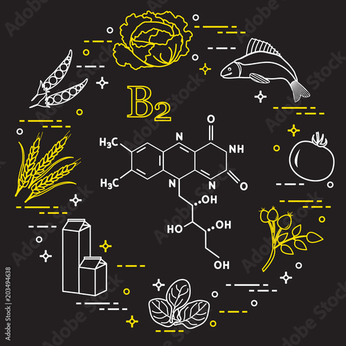 Foods rich in vitamin B2. Fish, peas and other.