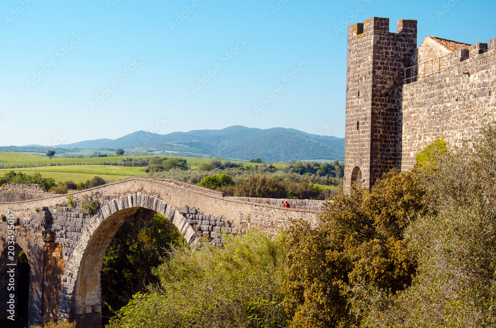 bridge over the river Fiora near the castle of Vulci bridge over the river Fiora near the castle of Vulci