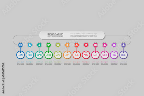 Vector infographic template for diagram, graph, presentation, chart, business concept with 12 options.