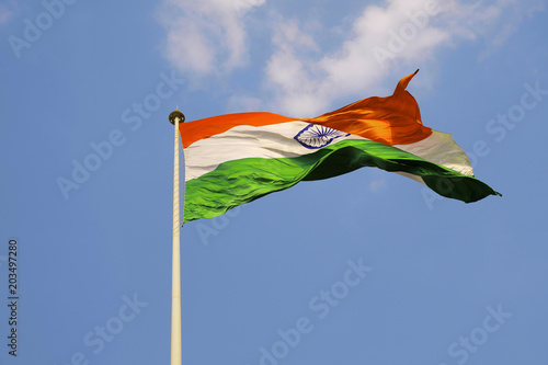 Indian National flag. Tallest pole and largest Indian flag on land at Belgavi, Karnataka state, India. photo