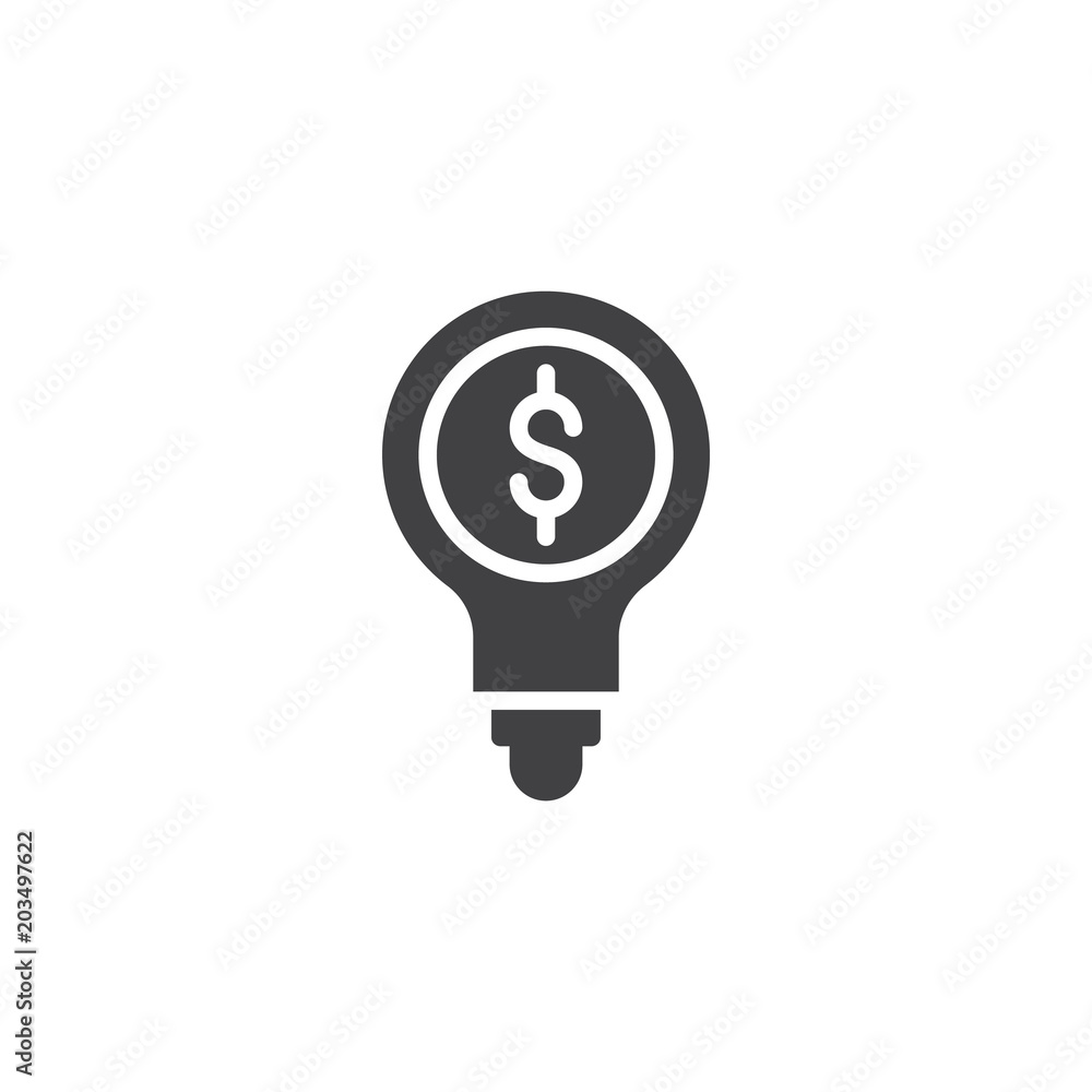 Light bulb with dollar inside vector icon Light bulb with dollar inside vector icon