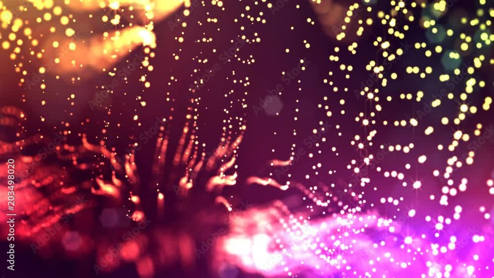 3d render of luminous particles as science fiction multi colored background or modern abstract gradient background of particles with depth of field and bokeh like vj loop. Wavy structure 12