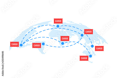 global worldwide shipping with cargo boxes