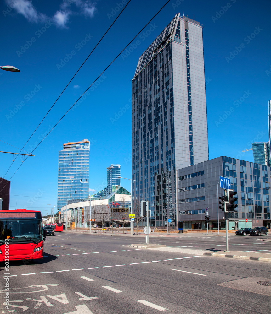 Fototapeta premium Skyscrapers in Constitutional Prospektus,Vilnius