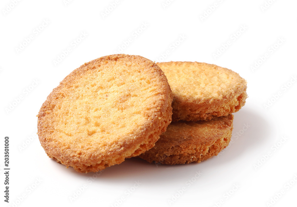 butter cookies on white background