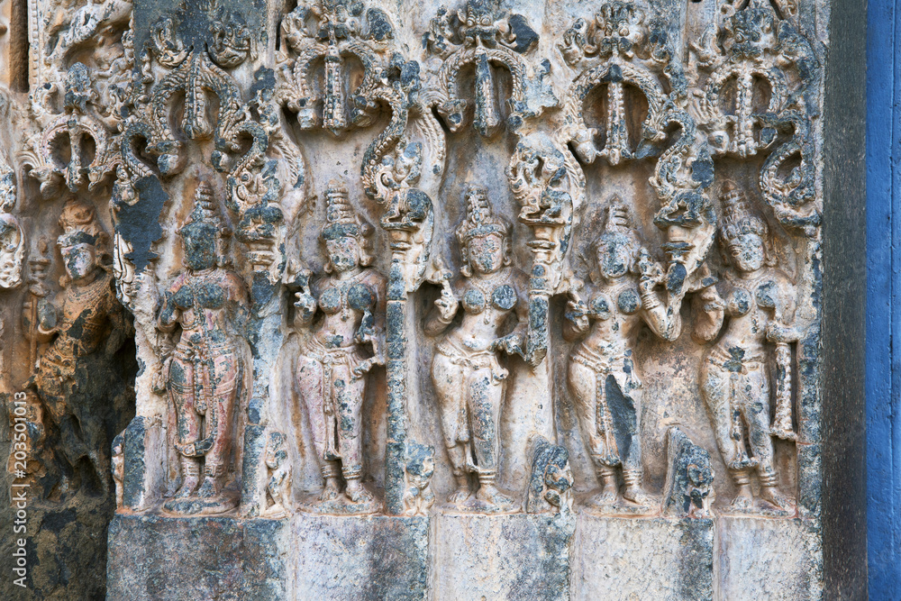 Kashivishvanatha Temple, Lakundi, Karnataka State, India. Inscriptions and motifs