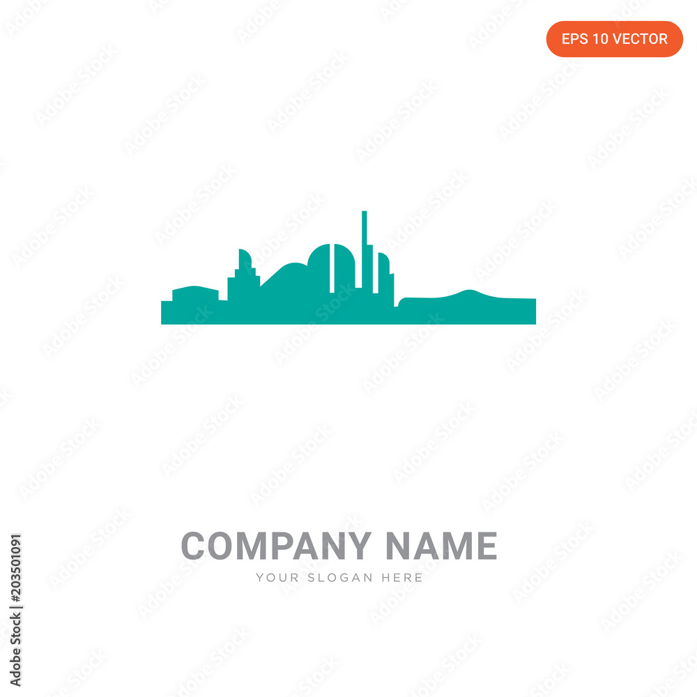 Apartments, city buildings skyline company logo design