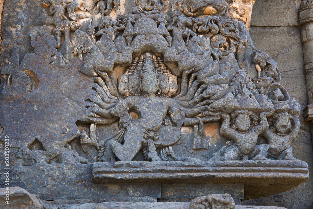 Kashivishvanatha Temple, Lakundi, Karnataka State, India. Inscriptions and motifs