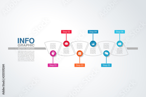 Vector infographic template for diagram  graph  presentation  chart  business concept with 6 options.
