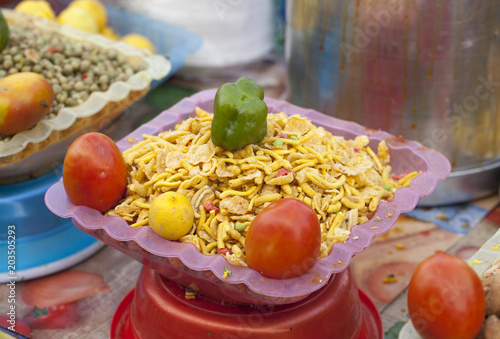 Indian Spicy Snack in Market photo