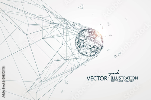 The ball into the goal moment, the network connection formed the graphic design.