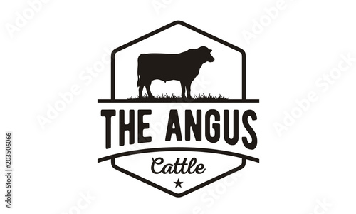 Retro Vintage Cattle Angus Beef Emblem Label Livestock logo design vector