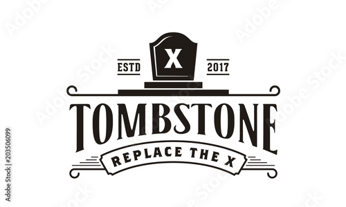 Tombstone Tomb Cemetery vintage label retro logo