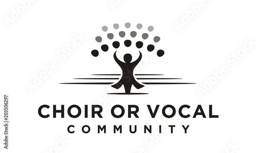Classical Choir Chorus Vocal group perform led by a conductor, Christian Church Music Gospel logo design