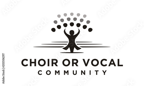 Classical Choir Chorus Vocal group perform led by a conductor, Christian Church Music Gospel logo design photo