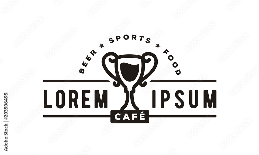Cup Beer for Vintage Retro Sport Bar Cafe Tavern logo design ...
