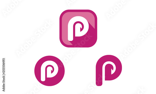 Initial P for Phishing social media internet icon logo design inspiration