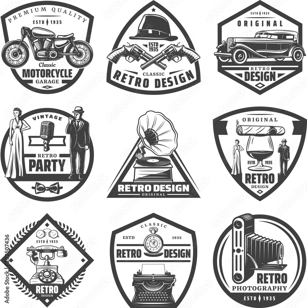 Obraz premium Vintage Retro zestaw etykiet