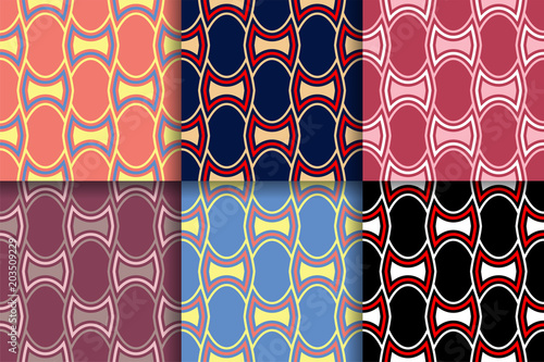 Seammles pattern collections. Set Geometric colored background. photo