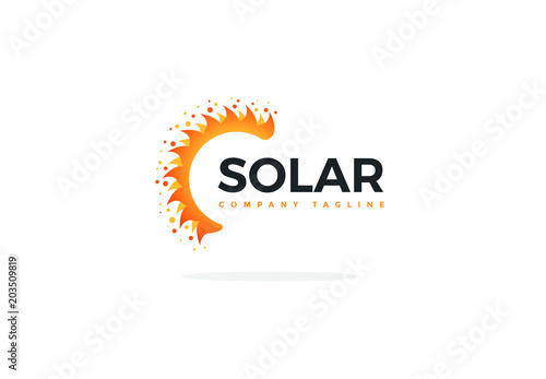 Solar Panel Logo Vector In Shape Of A Half Sun