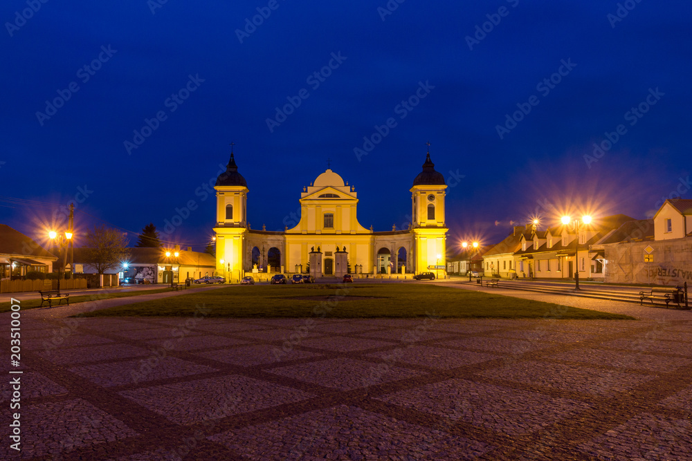 Church of the Holy Trinity at night in Tykocin, Podlaskie, Poland