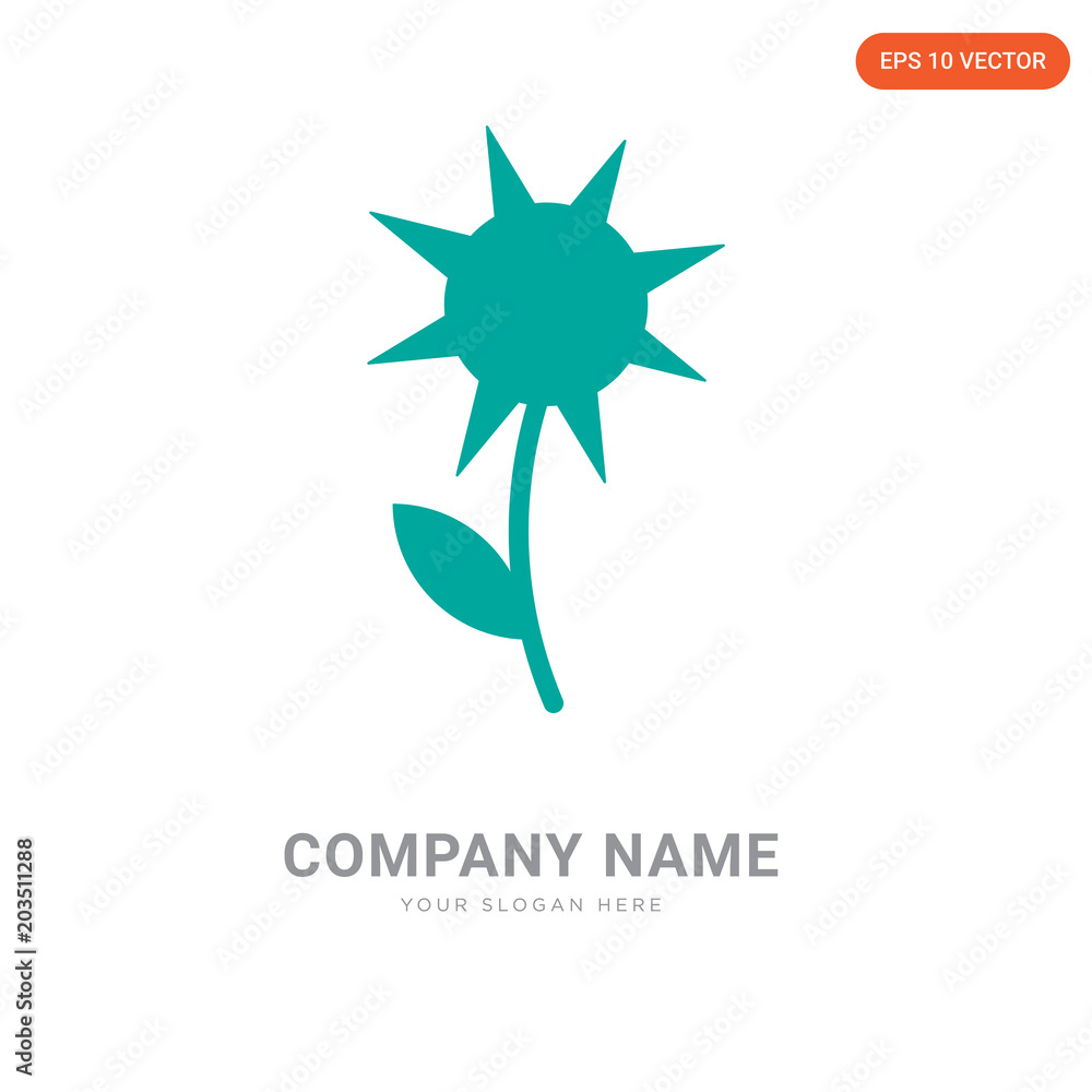 Sunflower with Leaf company logo design
