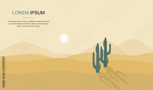 Cactus tree in the desert landscape Vector Illustration