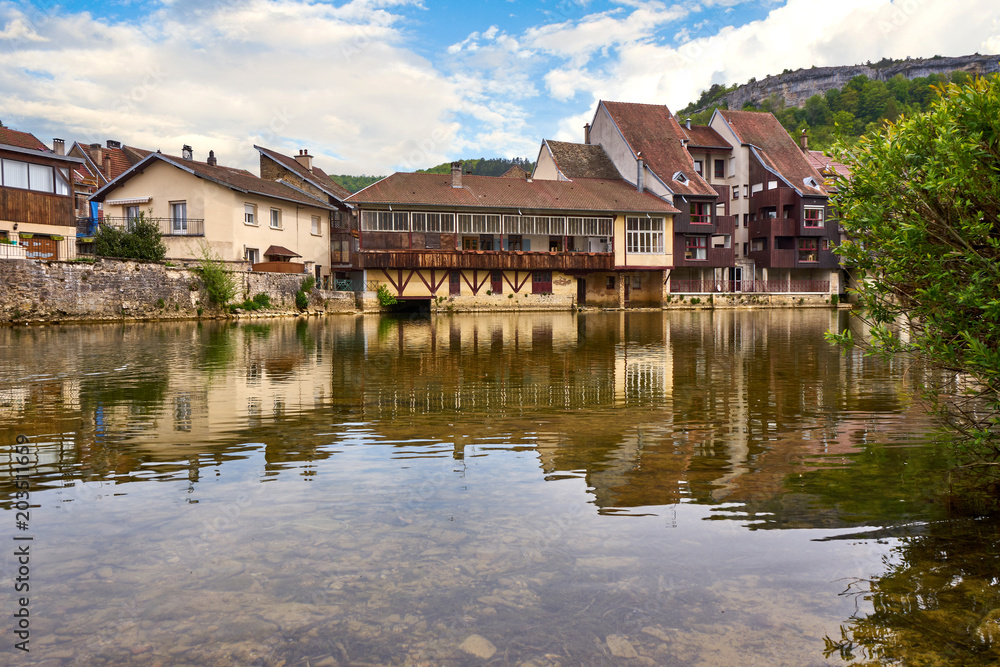 Ornans Cityscape Aside Loue River - Doubs - France Ornans Cityscape Aside Loue River - Doubs - France