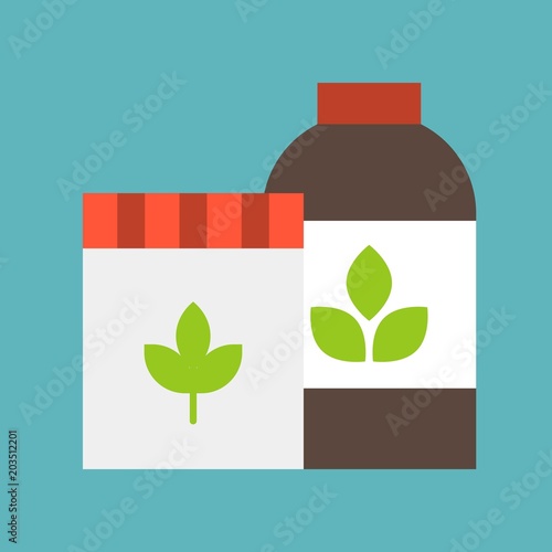 farm equipment, bottle of fertilizer icon, flat design