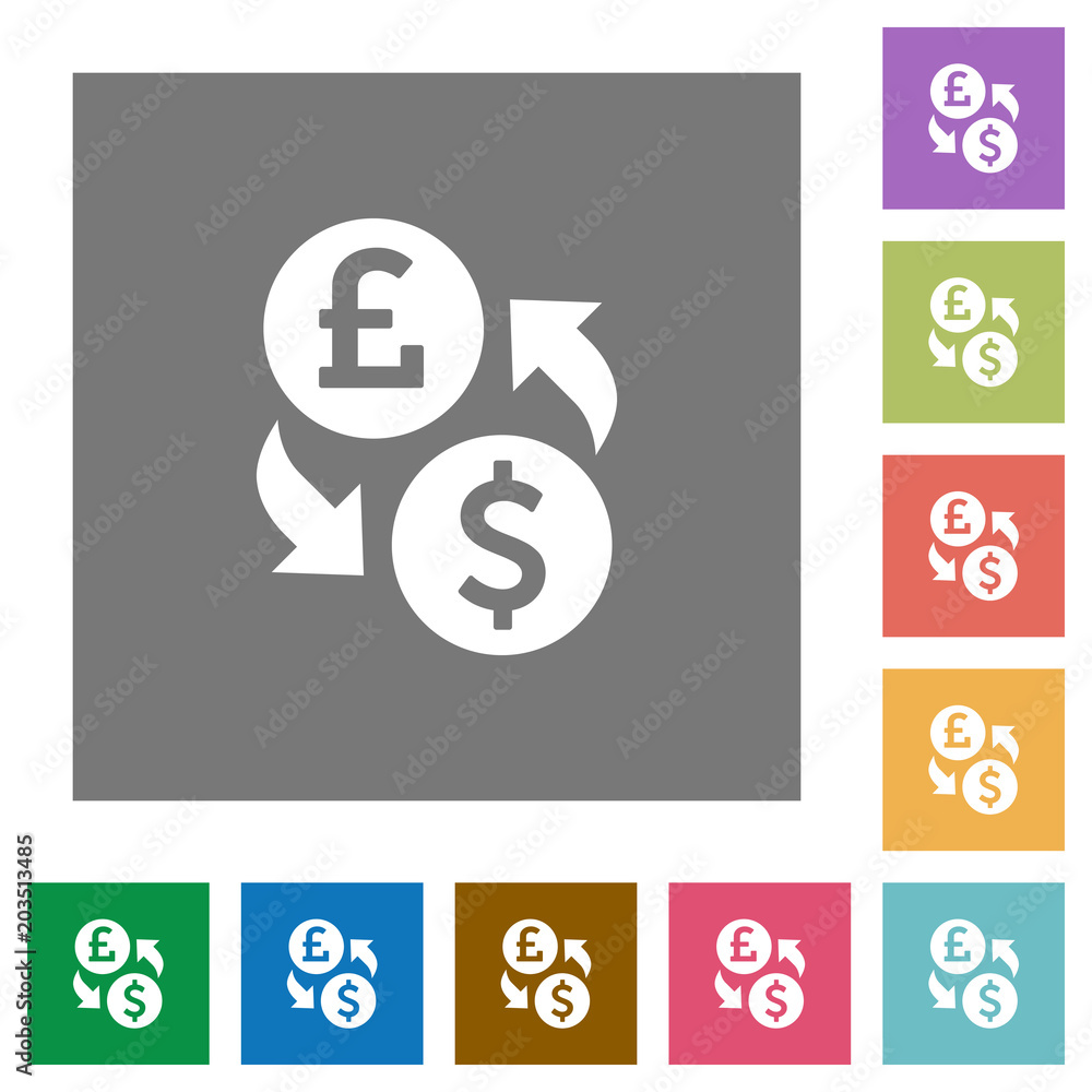 Pound Dollar money exchange square flat icons Pound Dollar money exchange square flat icons