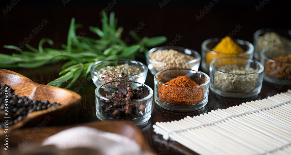 Spices and herbs. Variety of spices Spices and herbs. Variety of spices