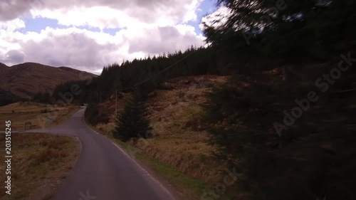 Fast motion drive along the narrow winding road from the Rest and Be Thankful to the car park in Lochgoilhead. photo