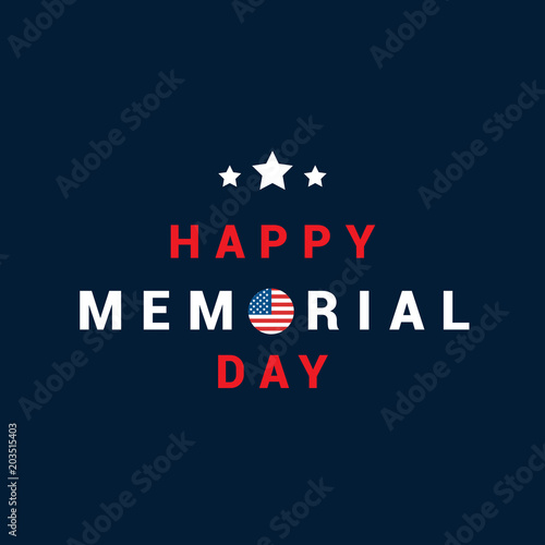 Happy Memorial Day Card Vector illustration. Typography on dark blue background