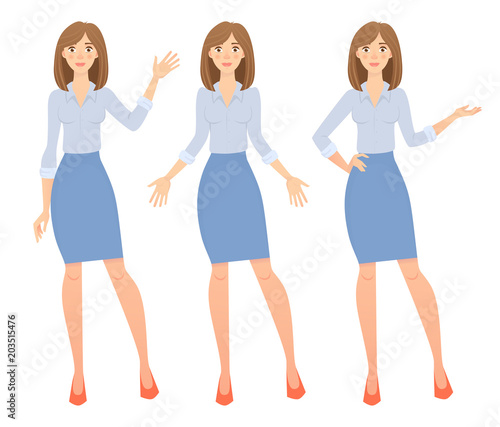 business woman isolated set