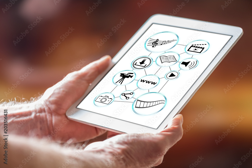 custom made wallpaper toronto digitalSocial information sharing concept on a tablet