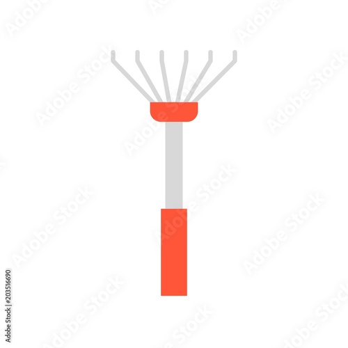 lawn rake, farming equipment flat icon vector