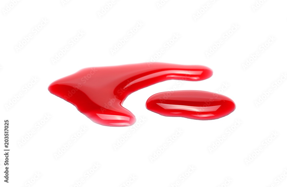 Red, currant juice puddle isolated on white background, clipping path Red, currant juice puddle isolated on white background, clipping path