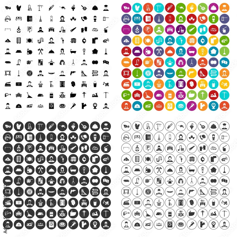 100 working class icons set vector in 4 variant for any web design isolated on white 100 working class icons set vector in 4 variant for any web design isolated on white