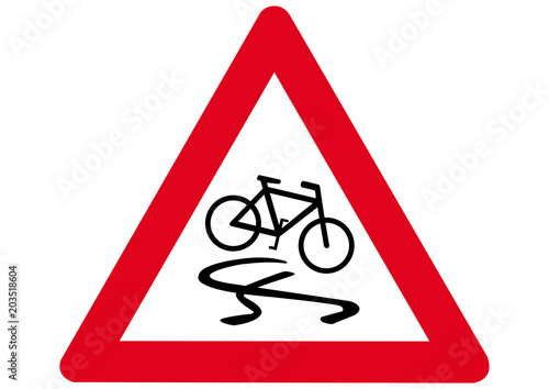 Schild Achtung Rutschgefahr für Fahrräder