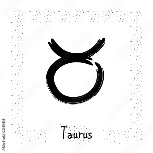 taurus vector zodiac sign, hand drawn with ink brush