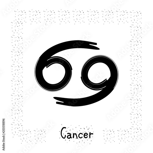 cancer vector zodiac sign, hand drawn with ink brush