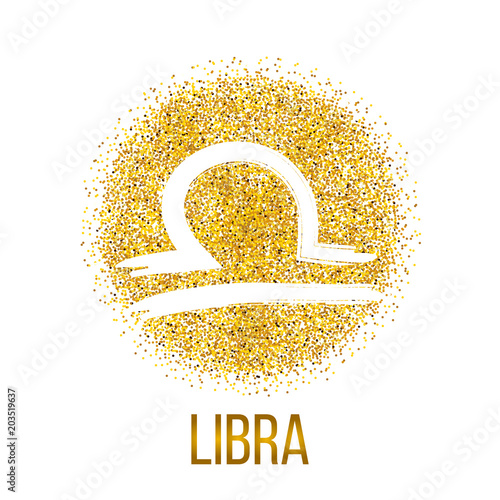 libra gold glitter vector zodiac sign